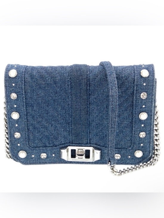 Rebecca Minkoff Handbags - Rebecca Minkoff Edie Studded Pearl Denim Crossbody Bling Chain Bag RARE Like New